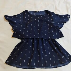 Andree Navy Blouse with White Accents